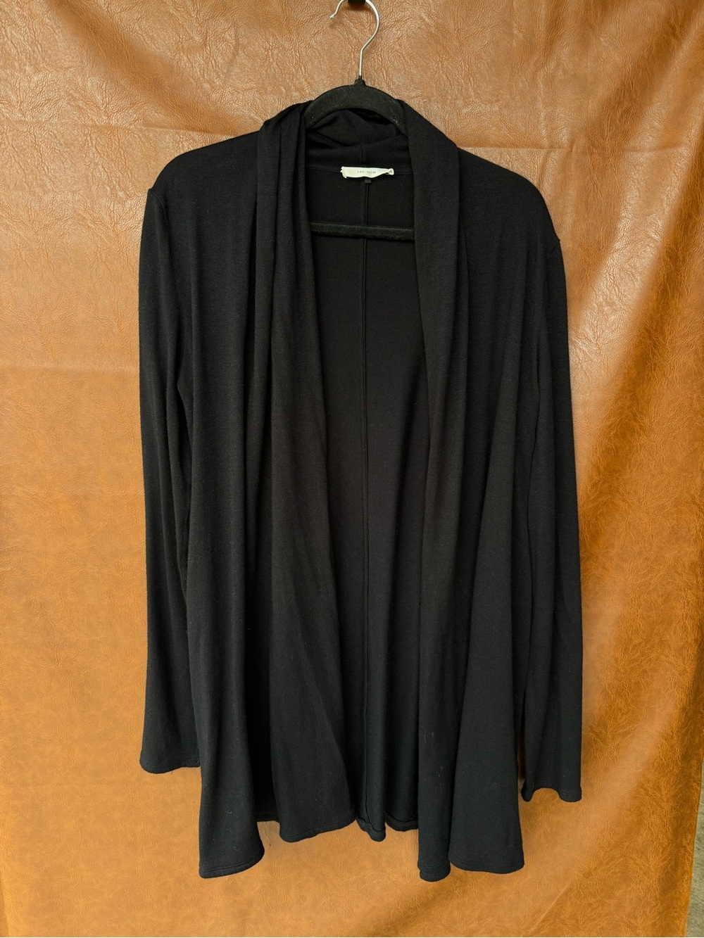 The Row Cardigan Womens L Black Draped Open Front Long Sleeve Made USA